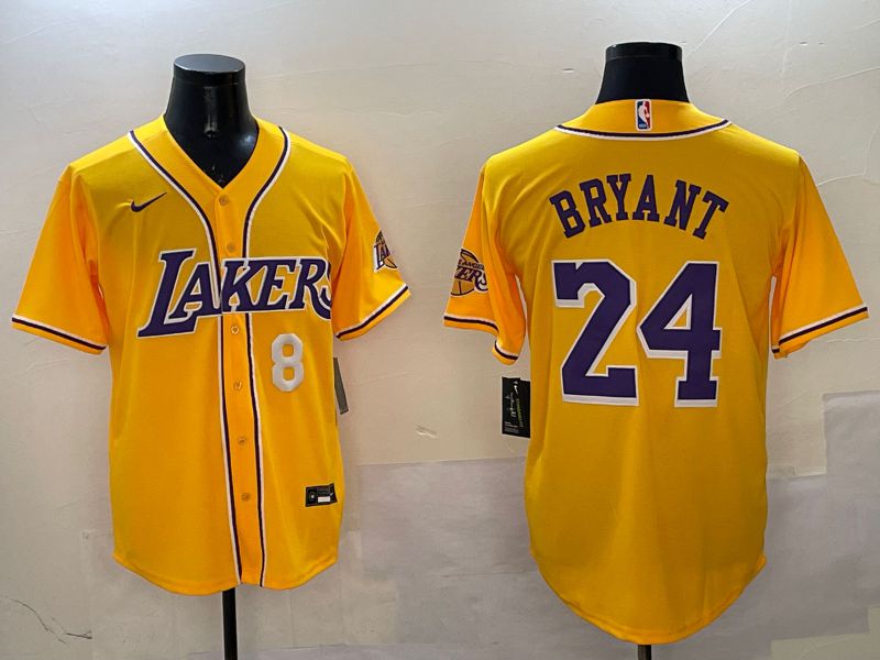Men Los Angeles Lakers #24 Bryant Yellow Joint Name Nike 2025 NBA Jersey style 11->los angeles lakers->NBA Jersey